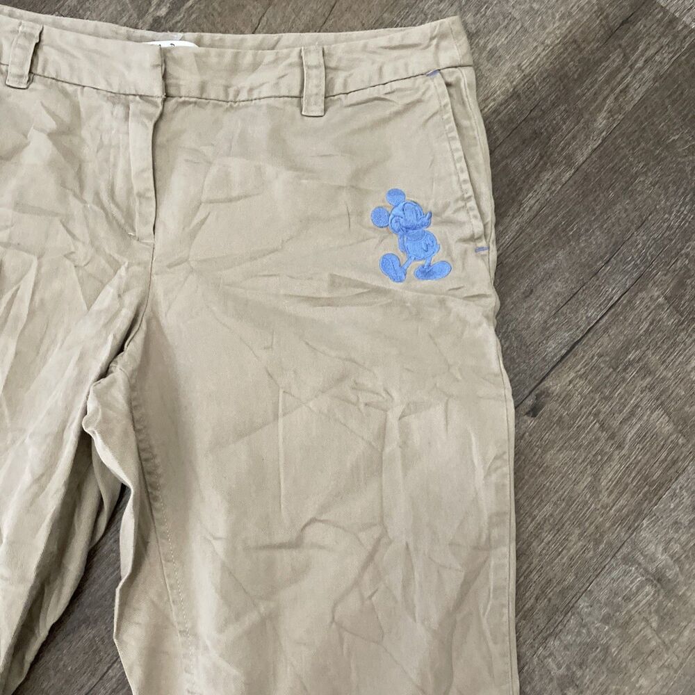 Disney Parks Embroidered Mickey Mouse Khaki Capri Pants Size 8 - Picture 5 of 10